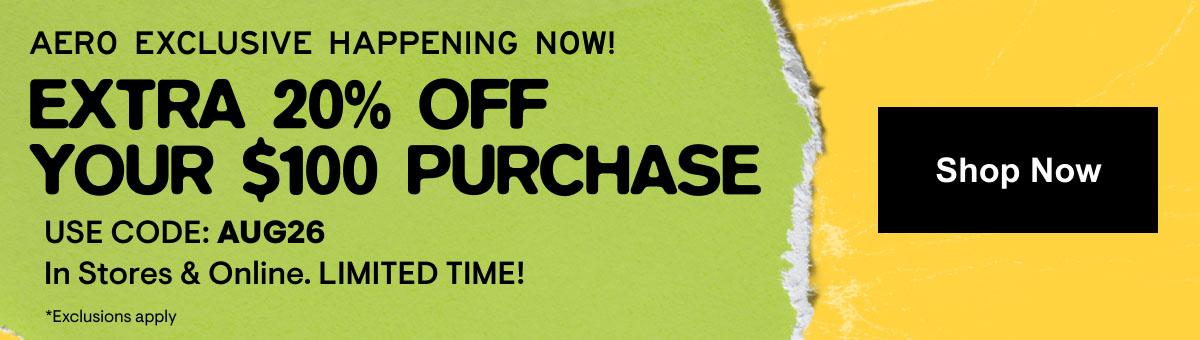 20% off $100 Shop Now