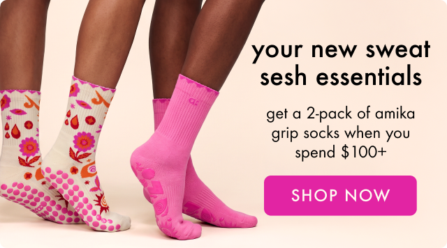 get a 2-pack of amika grip socks with orders $100+