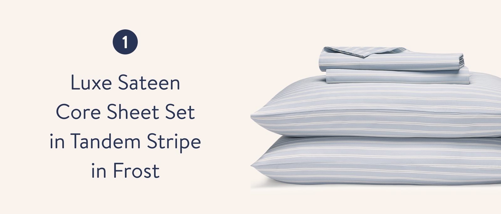 Luxe sateen core sheet set in tandem stripe in frost 