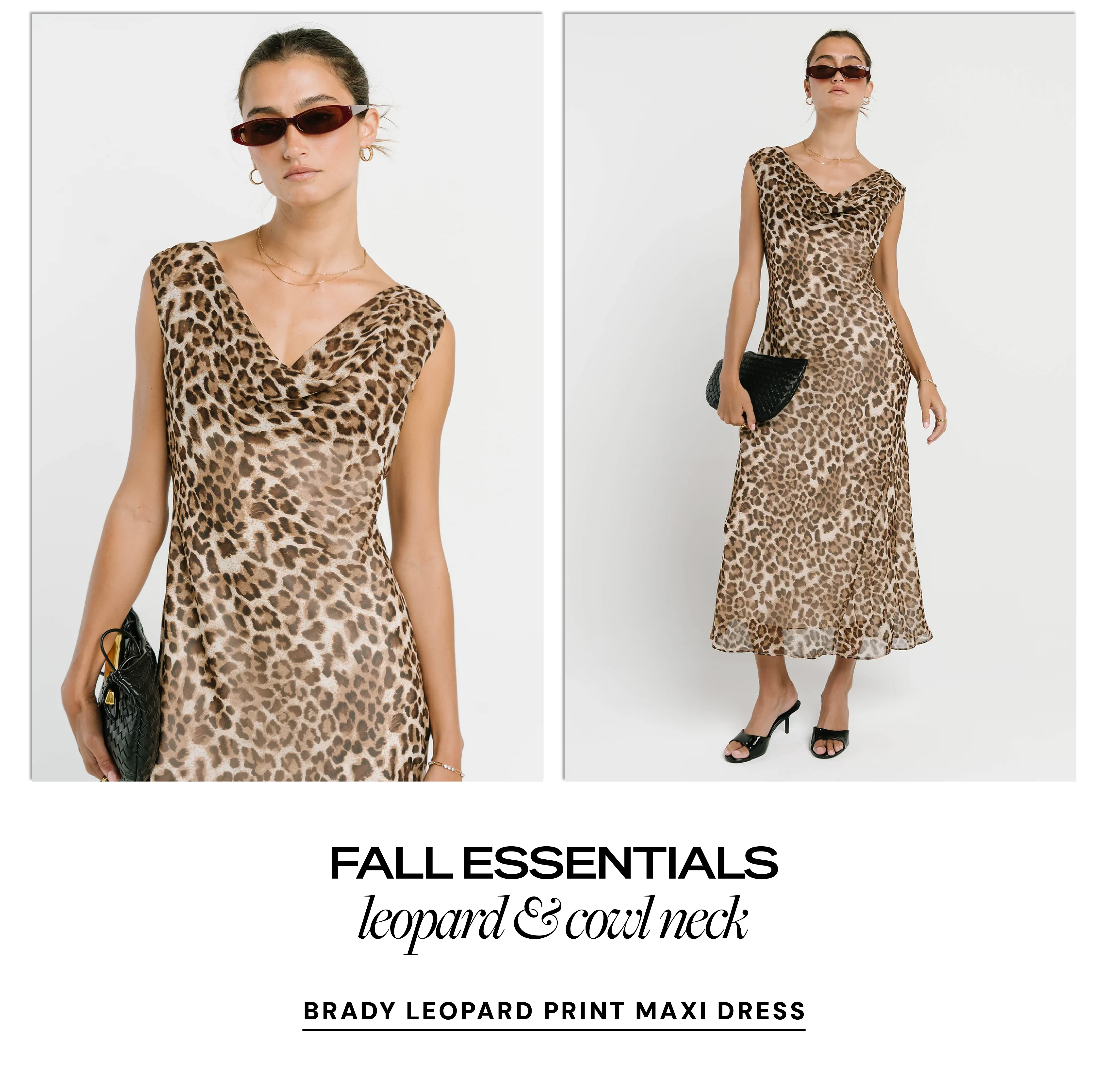 fall essentials leopard & cowl neck