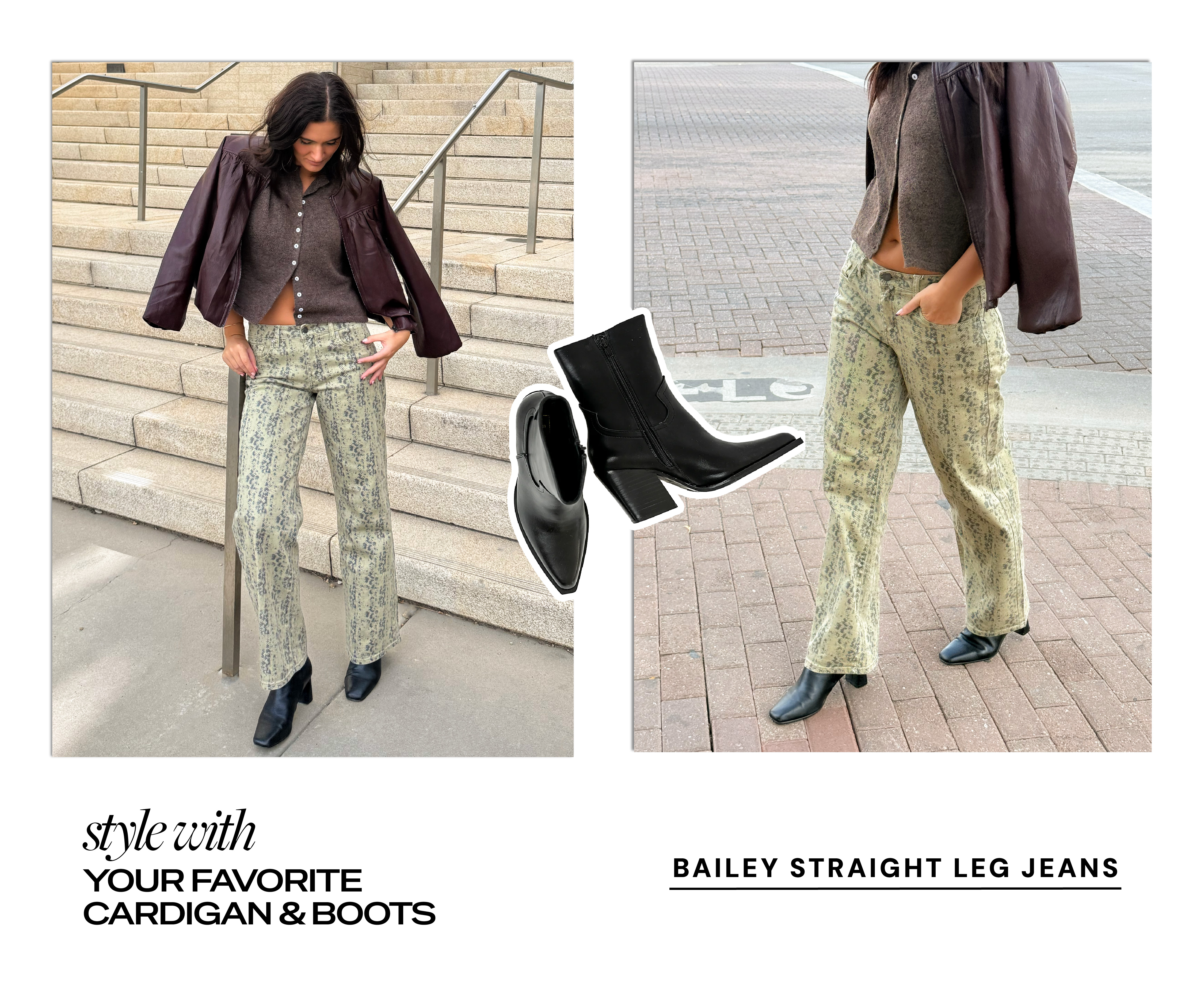 style with your favorite cardigan & boots bailey straight leg jeans
