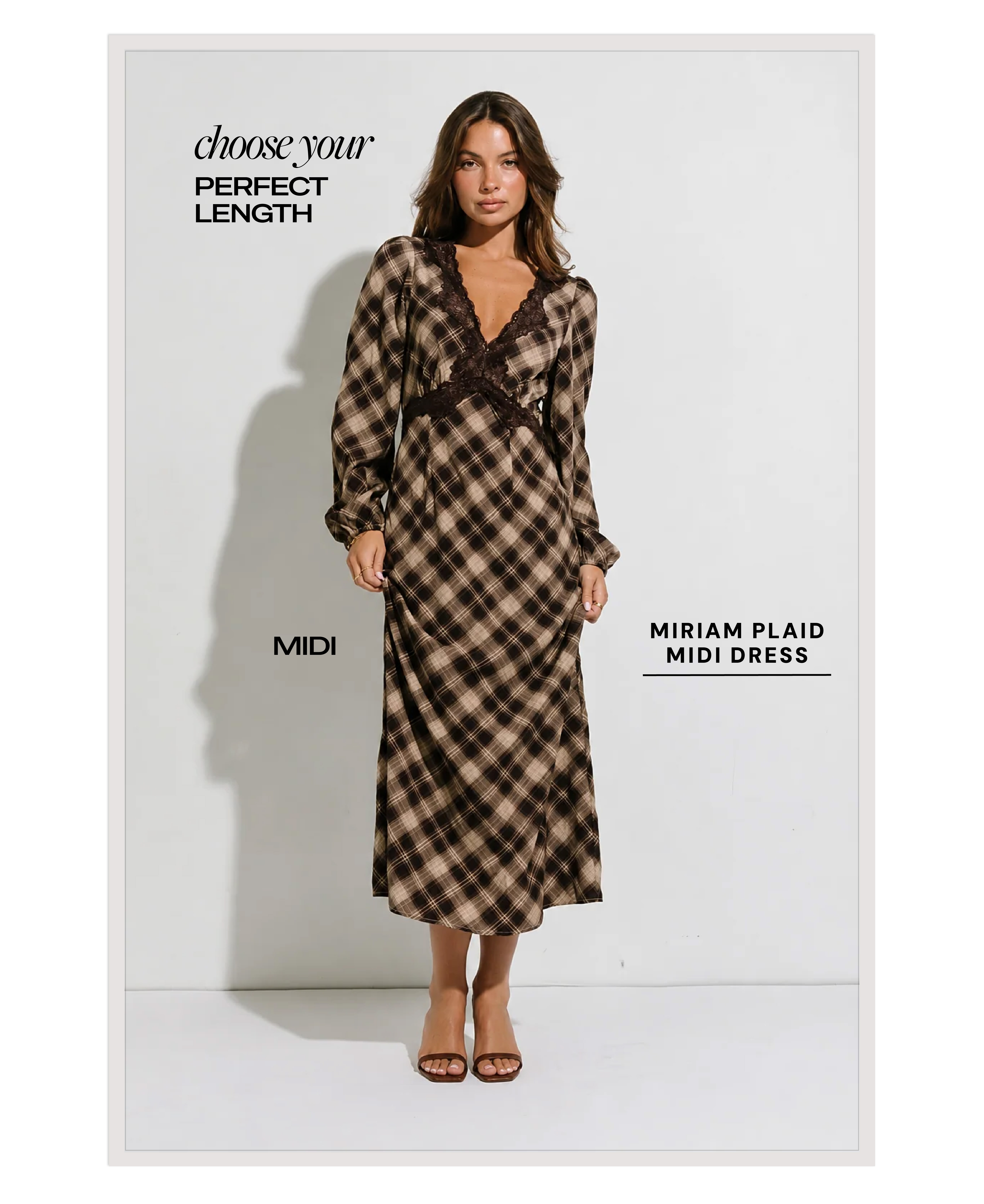miriam plaid midi dress