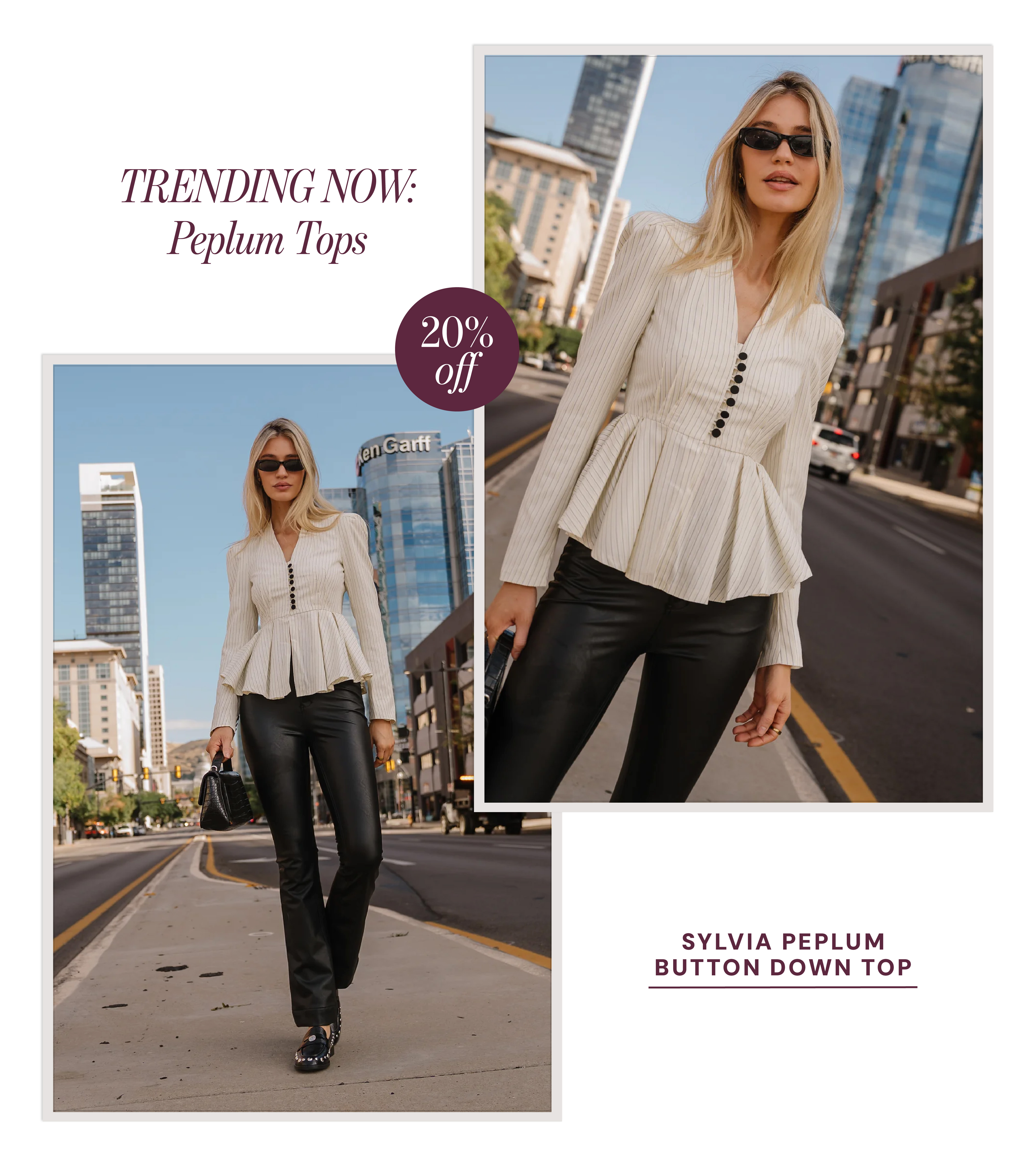 20% off sylvia peplum button down