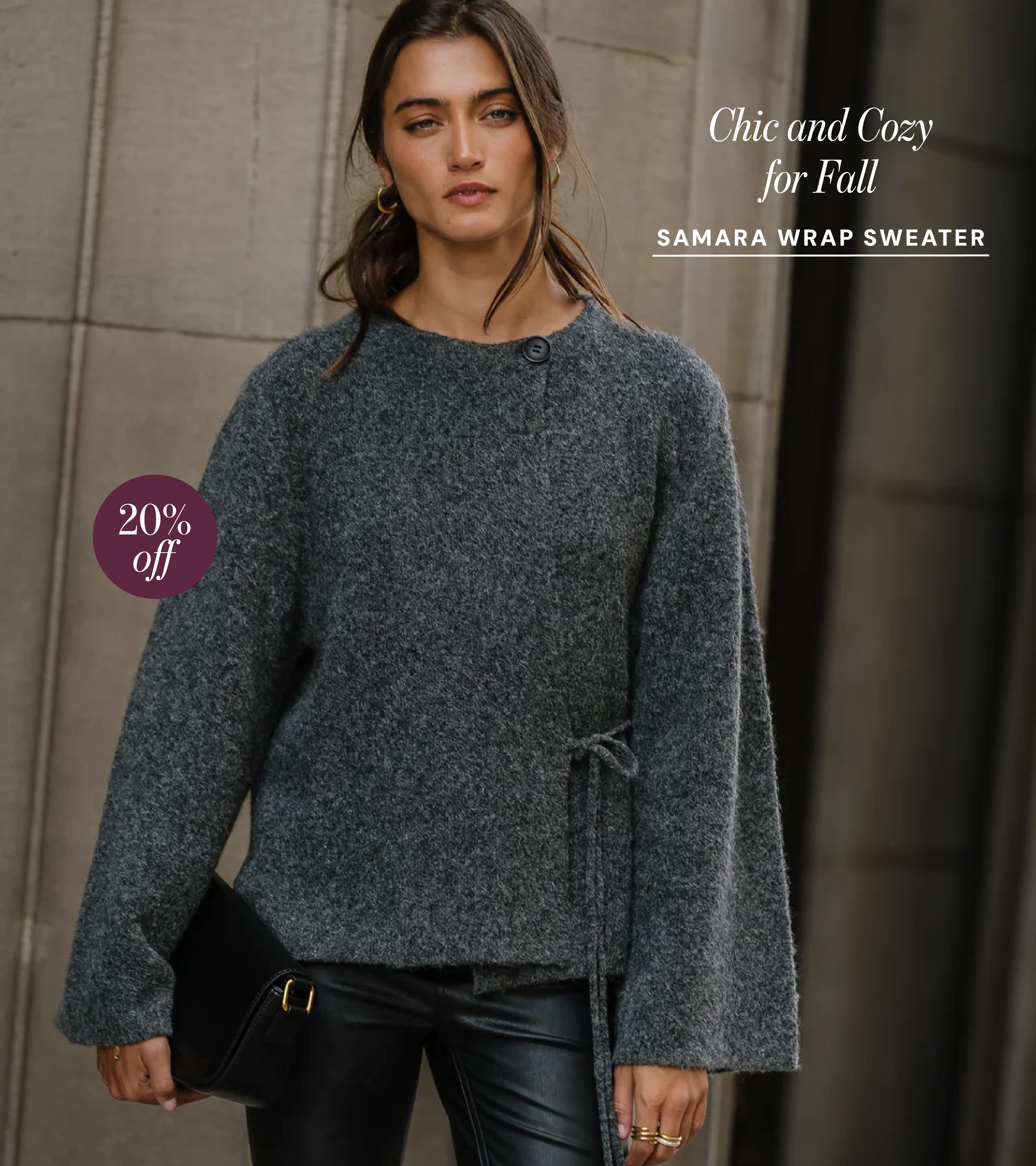 chic & cozy for fall samara wrap sweater 20% off