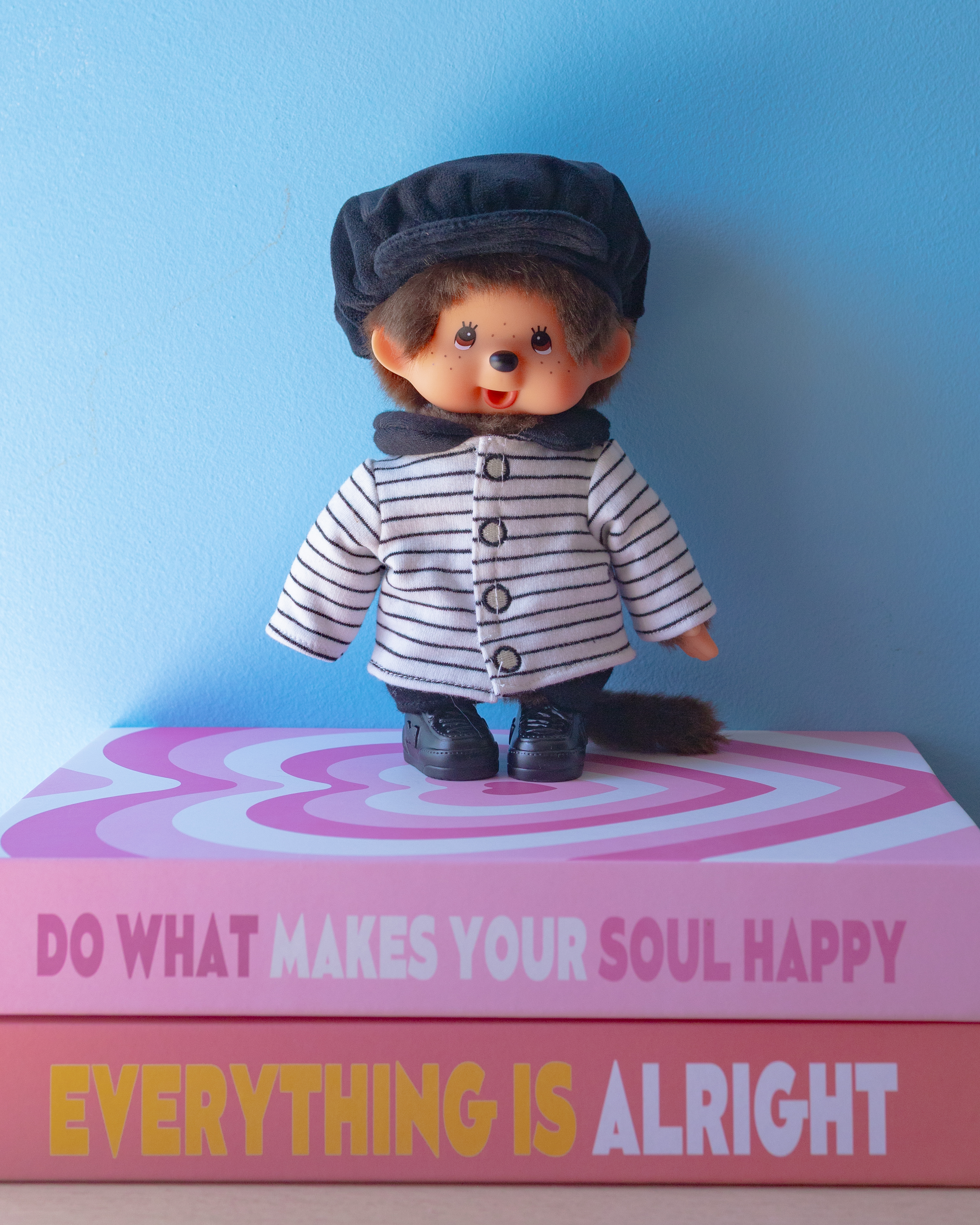 Monchhichi Striped Jacket and Casquette Boy Plush
