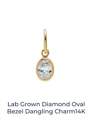 Lab Grown Diamond Oval Bezel Dangling Charm 14K