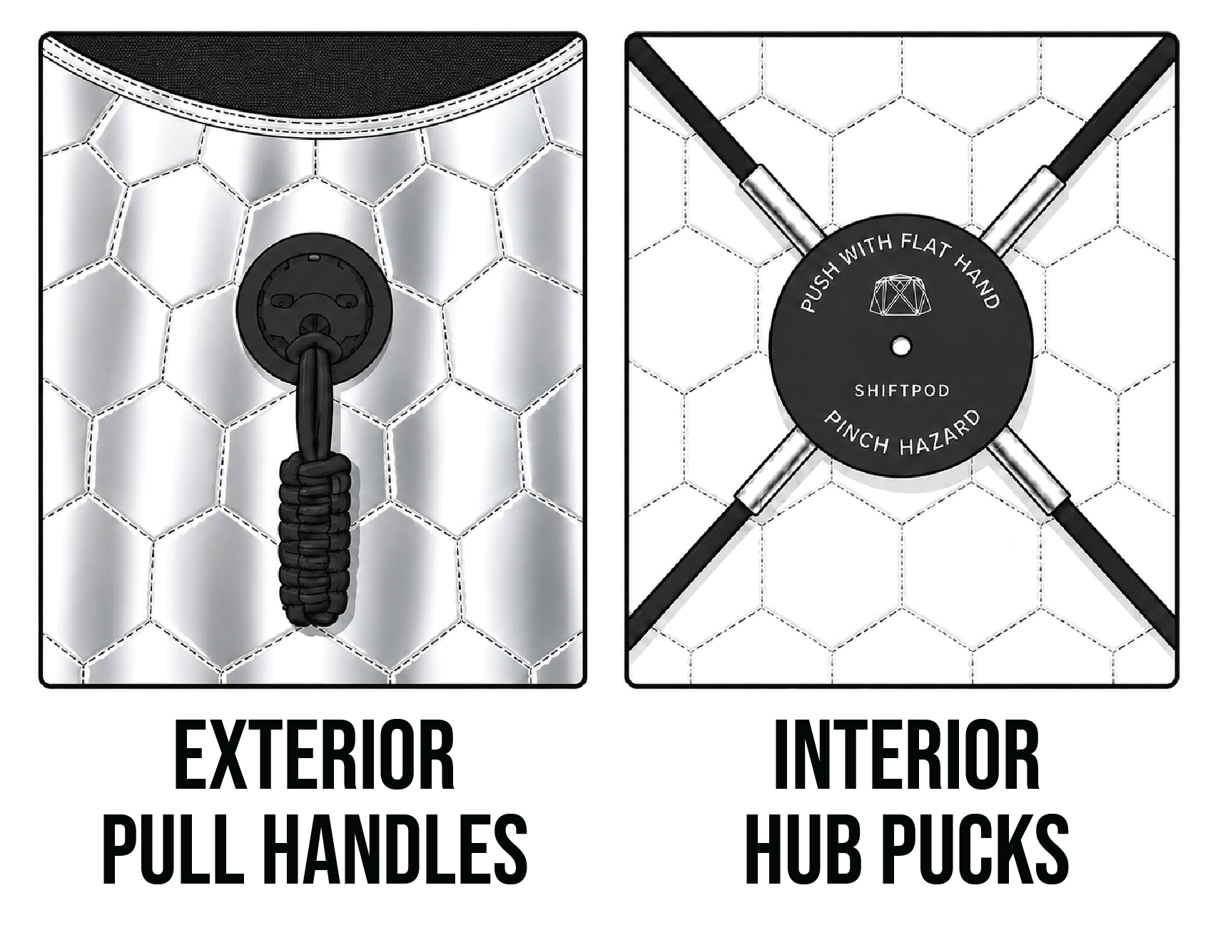 Pull handles and hub pucks