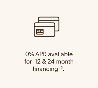 0% APR available for&nbsp; 12 & 24 month financing*.&nbsp;