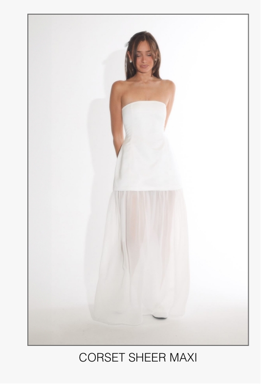 WeWoreWhat Holiday 2025 Collection Corset Sheer Maxi