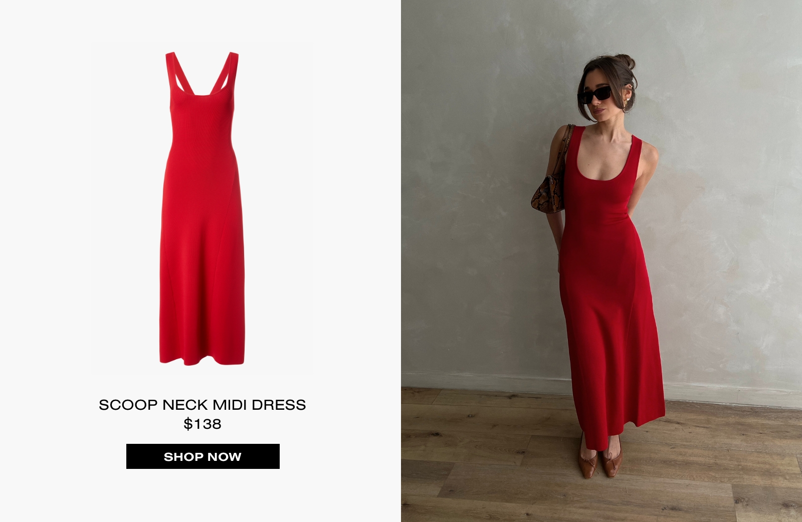 WeWoreWhat Spring 2025 Red Scoop Neck Midi Dress WeWoreWhat Spring 2025 Red Scoop Neck Midi Dress