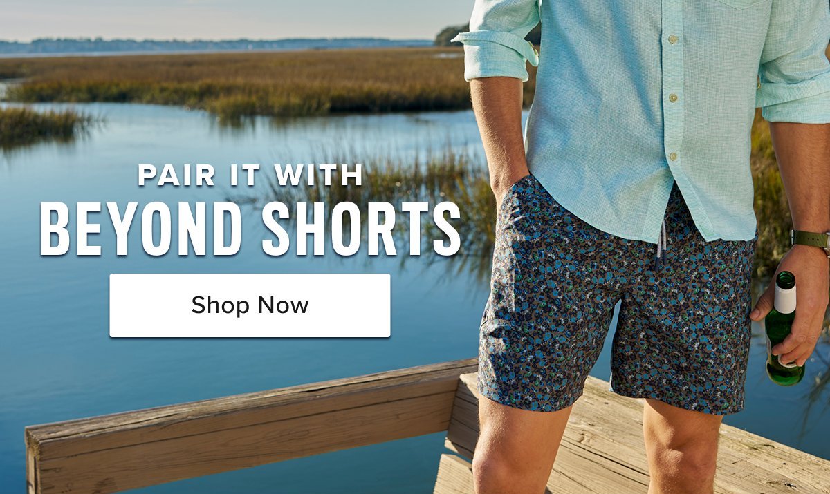 Pair it with Beyond Shorts. Model is wearing UNTUCKit Beyond Shorts. Pair it with Beyond Shorts. Model is wearing UNTUCKit Beyond Shorts.