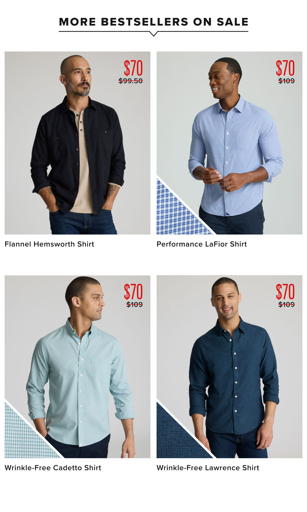You know those favorite shirts of your? They're now on sale! Hurry and save on these iconic styles that look great on every guy.