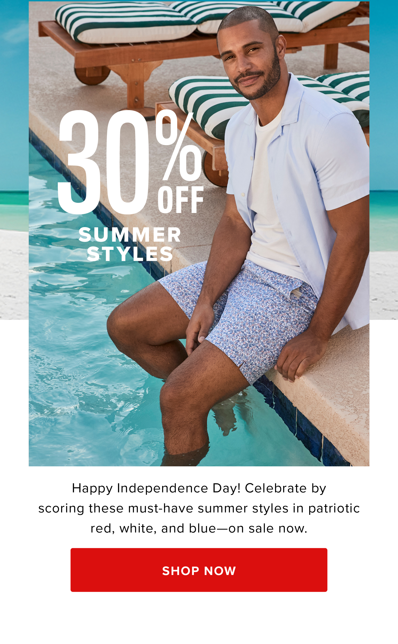 4th of July Event is going on now! Shop your favorite Red, White, and Blue styles for 30% off