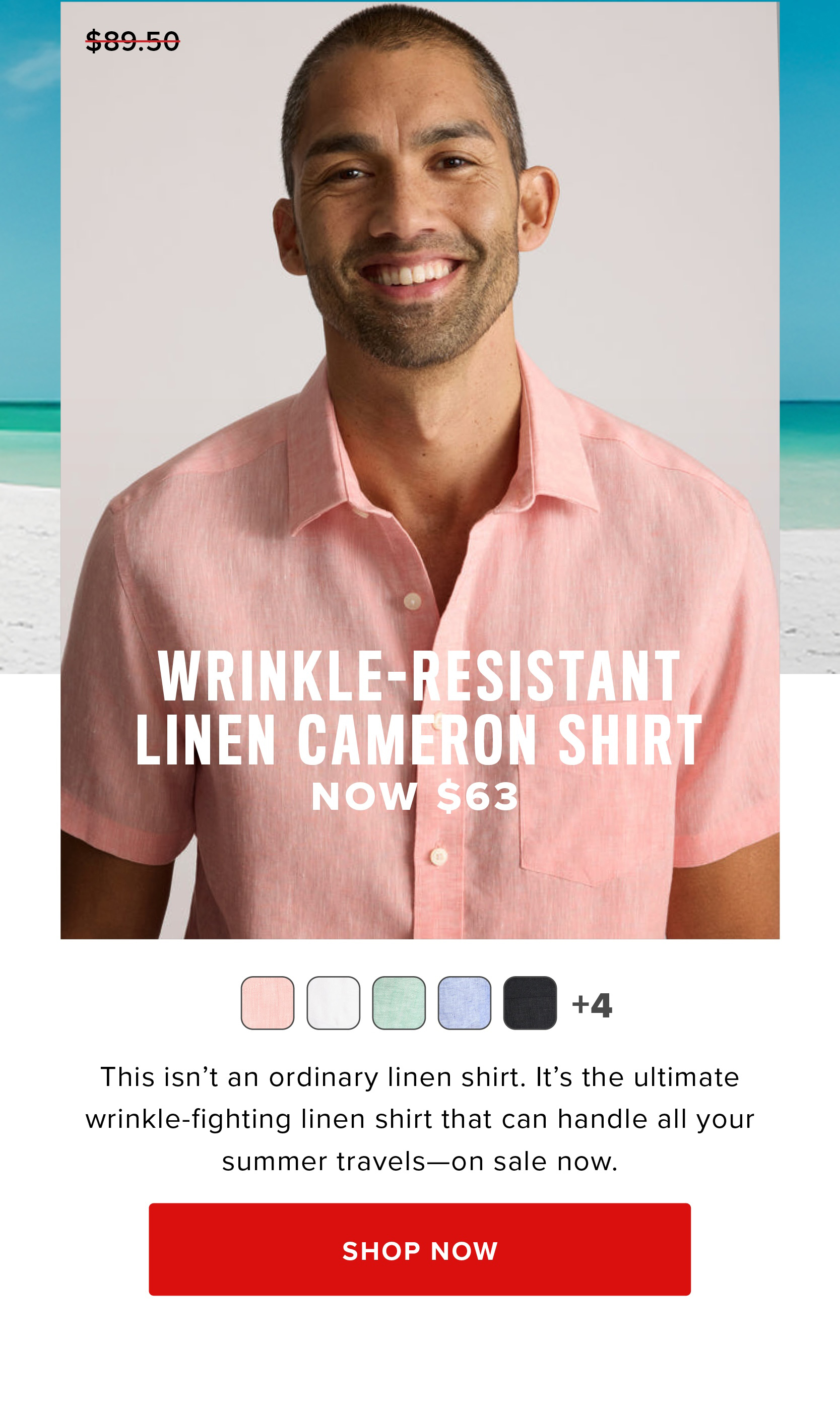 UNTUCKit's fan favorite Wrinkle-Resistant Linen Cameron Shirt is now $63 for a limited time only! Shop now while summer styles are 30% off for July 4th