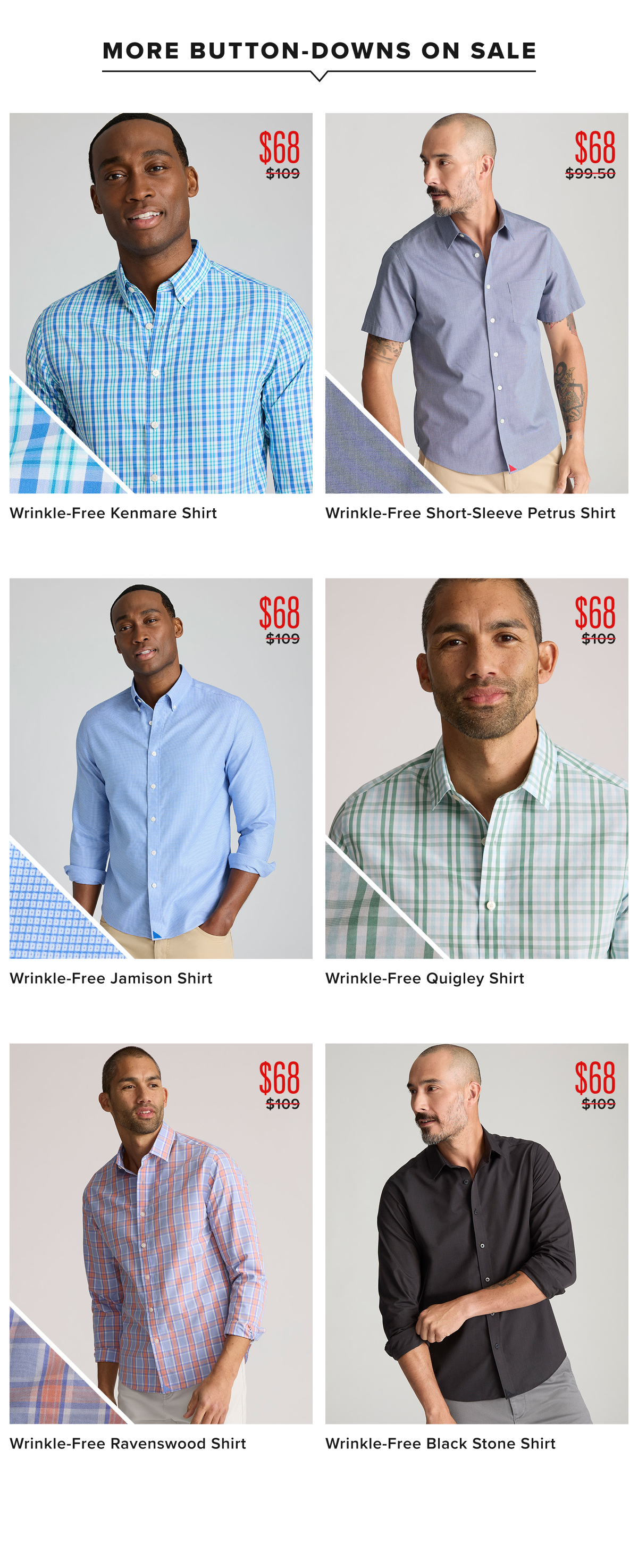 Wrinkle-Free sale is going on now! Shop $68 Wrinkle-Free Button-Downs and $58 Wrinkle-Free Polos. And For Her, shop $68 Bella Shirts!