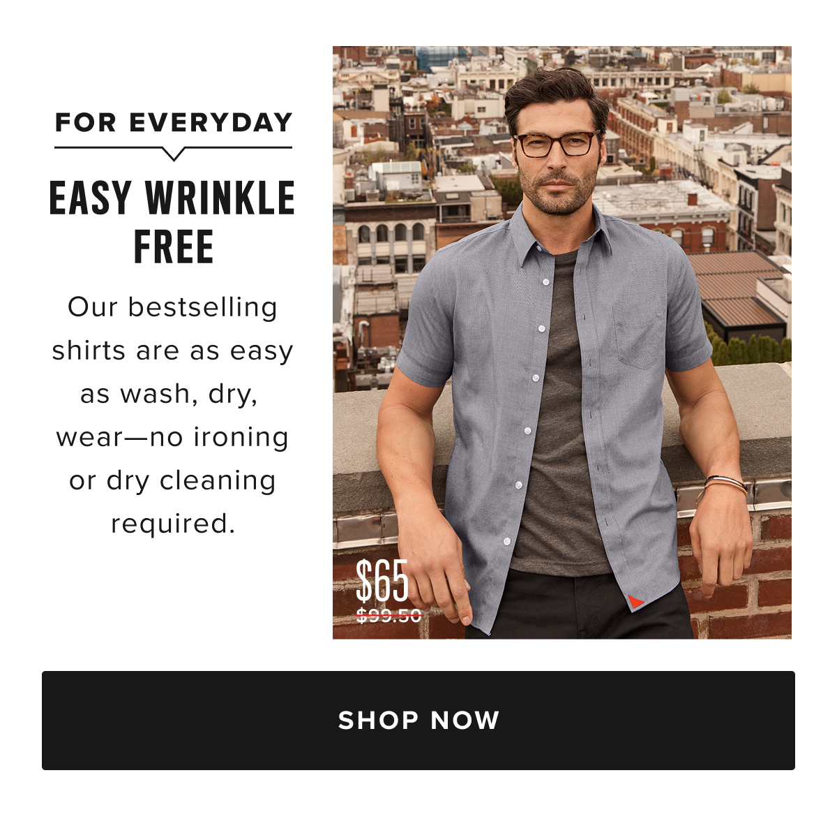 Nothing beats the heat like a comfortable short-sleeve shirt in summer. Made from 100% breathable cotton, the Wrinkle-Free Short-Sleeve Petrus Shirt is the perfect style for the warm-weather months. This easy button-down features a bold, solid navy blue color, a convenient chest pocket, the perfect untucked length, and our signature sail in bright red—so you know it's legit. Pair it with our classic Chino Pants for a sharp look. Now $65