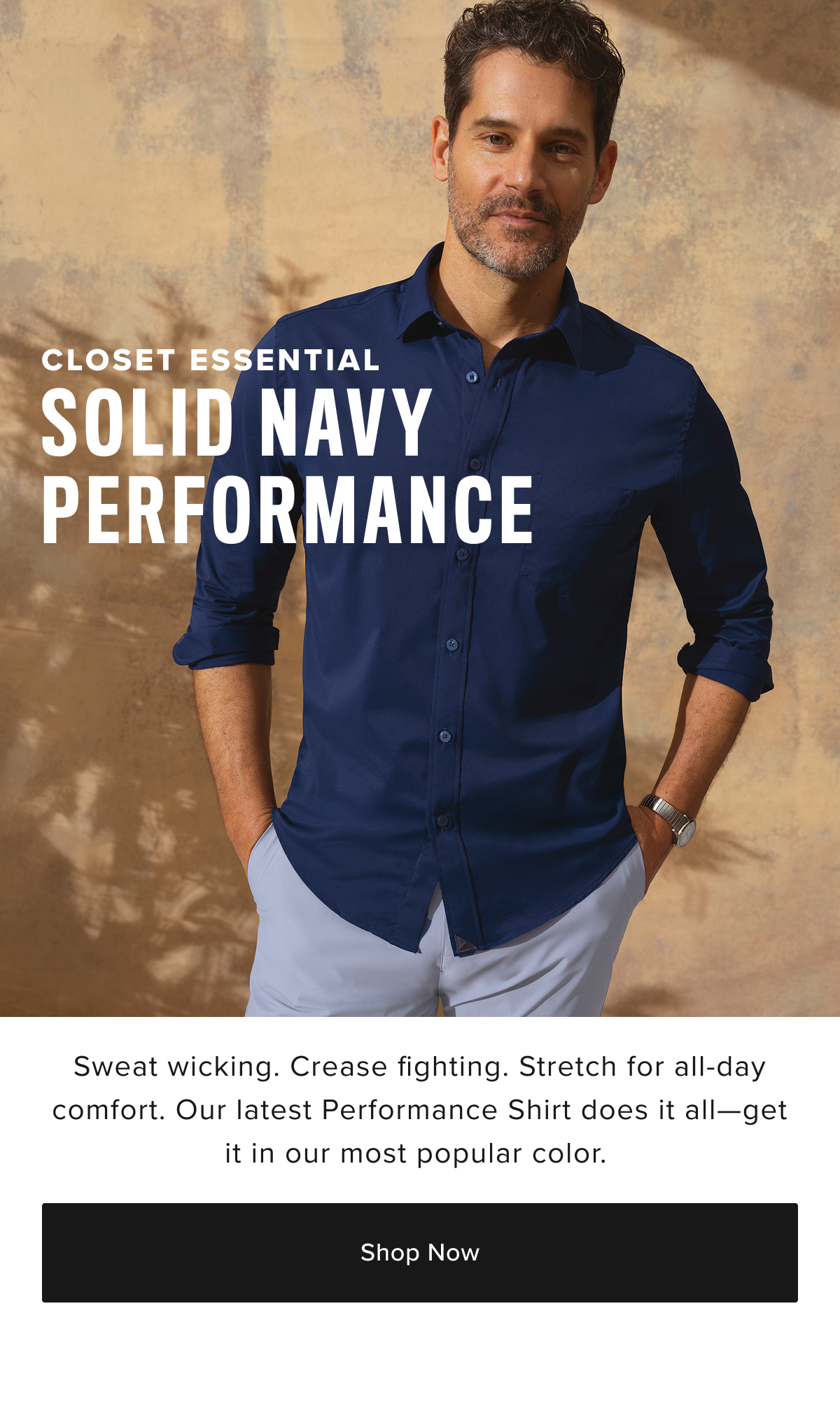 Closet Essential Solid Navy Long Sleeve Button Down