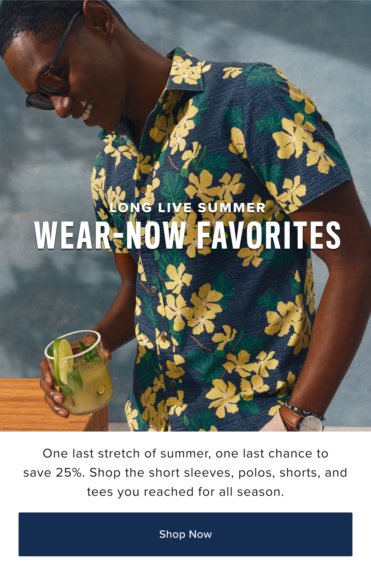 Long live summer. Wear-Now Favorites. Model is wearing UNTUCKit vintage wash shirt. 