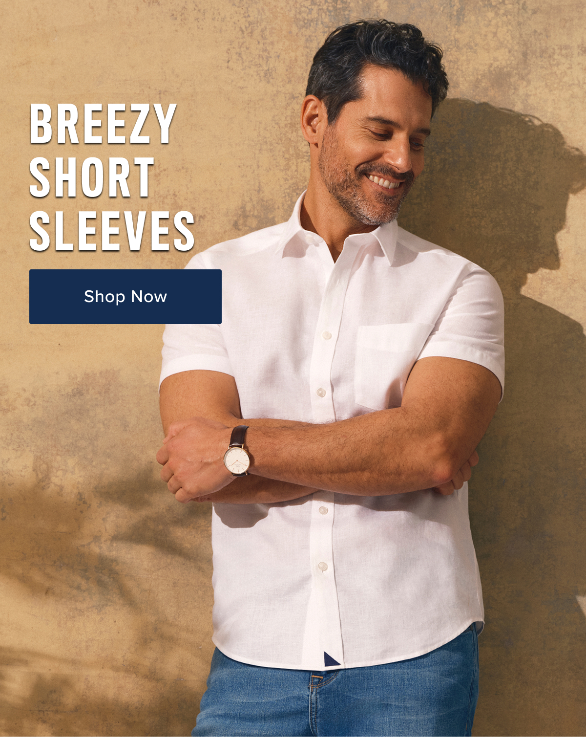 Breezy short sleeves. Model is wearing UNTUCKit white button downs shit. 