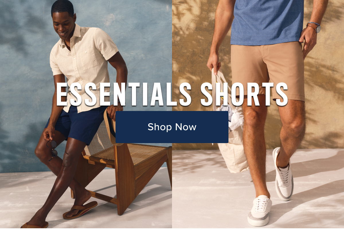 Essentials shorts- Models are wearing UNTUCKit shorts in various colors. 