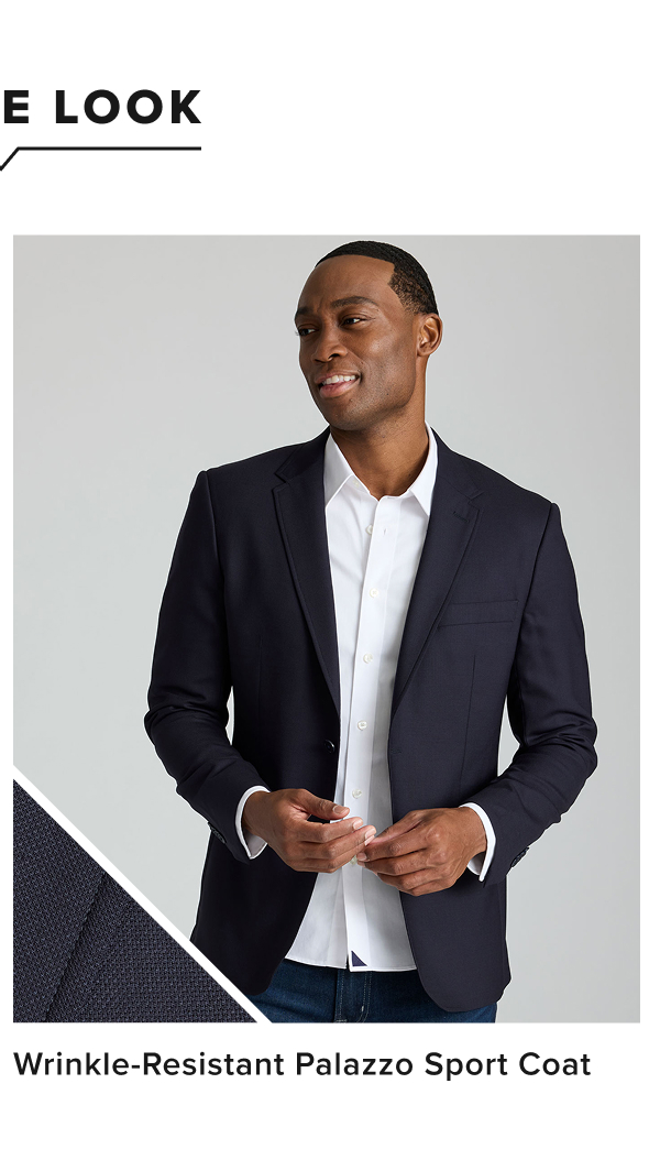 We perfected the Original Untucked Shirts—plus all the sharp styles designed to look great with them. This 100% wool, Wrinkle-Resistant Palazzo Sport Coat is just right for looking sharp without feeling stuffy this season. Made with fabric from the finest mills, its breathable fabric provides some much-needed comfort in more dressed-up occasions. With an easy notch lapel and cool solid color, it’s flattering on every guy. Wear it over our white Wrinkle-Free Las Cases Shirt for a classic, comfortable look that’s sharp enough for a wedding. We perfected the Original Untucked Shirts—plus all the sharp styles designed to look great with them. This 100% wool, Wrinkle-Resistant Palazzo Sport Coat is just right for looking sharp without feeling stuffy this season. Made with fabric from the finest mills, its breathable fabric provides some much-needed comfort in more dressed-up occasions. With an easy notch lapel and cool solid color, it’s flattering on every guy. Wear it over our white Wrinkle-Free Las Cases Shirt for a classic, comfortable look that’s sharp enough for a wedding.