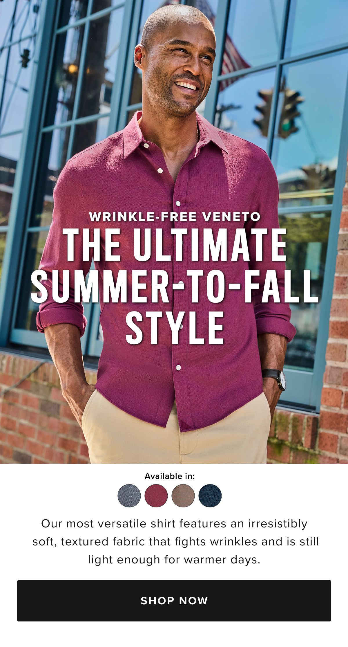 Discover the perfect fit with UNTUCKit’s collection of men’s shirts, designed for an effortlessly stylish untucked look. Our shirts include everything from casual button-down shirts and flannel shirts to dress shirts, all crafted from premium fabrics for the ultimate in comfort and durability. Whether you’re heading to the office, out with friends, or tackling a weekend getaway, our versatile styles will elevate your wardrobe with ease.  Wrinkle-Free: Our signature shirts are designed for busy guys who want to look sharp with minimal effort. These shirts are perfect for those who need a shirt they can wear right out of the dryer. Say goodbye to ironing with our Wrinkle-Free shirts that keep you looking crisp all day.