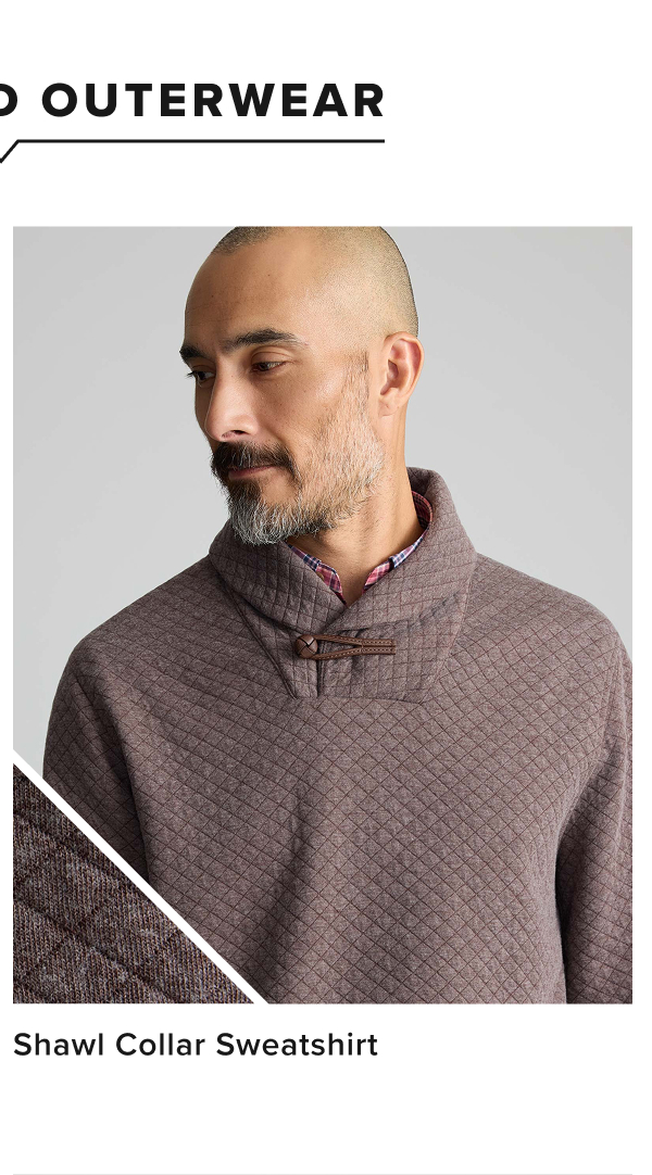 Model is wearing UNTUCKit Shawl Collar Sweatshirt