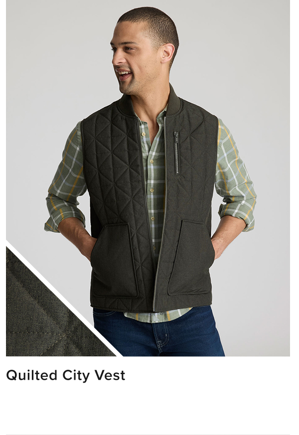 Model is wearing UNTUCKit Quilted city vest