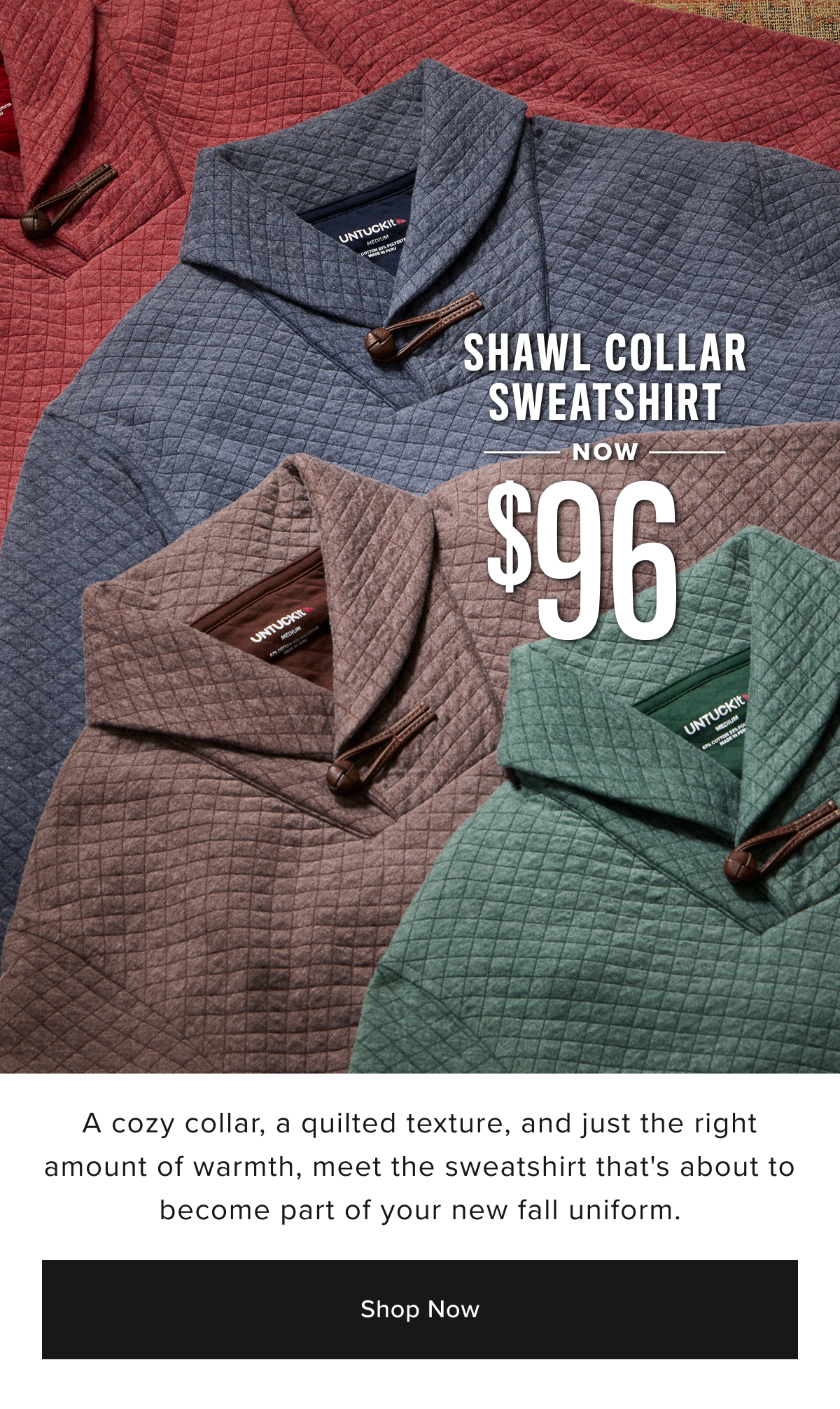 Shawl Collar Sweatshirt Now $96