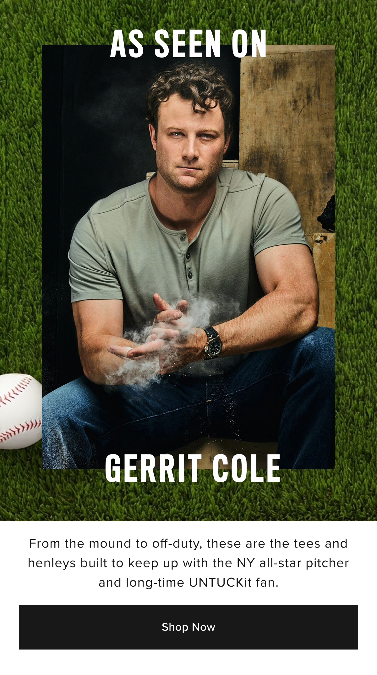 Gerrit Cole wearing UNTUCKit henley. 