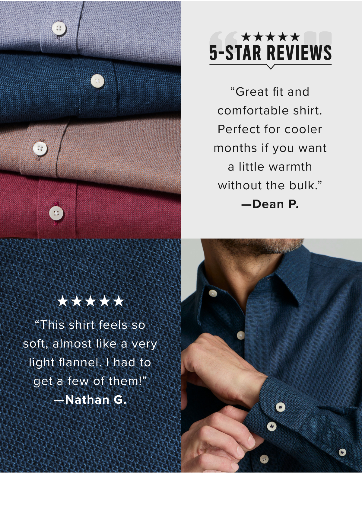 Say goodbye to ironing with UNTUCKit’s Wrinkle-Free Collection, designed for the man who values both style and convenience. Our wrinkle-free button-down shirts and polos are crafted to keep you looking sharp all day long, with fabrics that resist creasing and stay crisp throughout your busy schedule. Whether you’re working in the office, traveling, or enjoying a casual weekend, these shirts ensure you look polished without the hassle of an iron.  Our collection includes a range of long-sleeve and short-sleeve Wrinkle-Free shirts in a variety of styles, including classic button-downs, versatile polos, and more in modern fits. Made with premium, high-quality fabrics that are machine washable, these shirts offer the perfect blend of comfort, durability, and effortless style. Pair them with chino pants and a sport coat for a refined outfit that’s ready for any occasion.  The UNTUCKit Wrinkle-Free shirts are not just easy to care for—they’re designed to keep you looking fresh and put-together, no matter where the day takes you. With our wrinkle-free technology, these shirts stay smooth, even after long hours of wear or packing in your suitcase. Our collection offers both timeless and contemporary designs, with a variety of colors and patterns to suit your personal style.  Browse our bestselling Wrinkle-Free button-downs, polos, and shirts today, available online or at your local UNTUCKit store. Embrace the convenience of Wrinkle-Free fashion and enjoy looking your best with minimal effort.