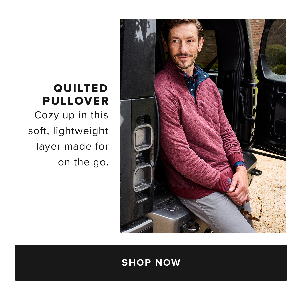 When it’s chilly out but not cold enough for a coat, reach for our Quilted Pullover. Made from a comfortable stretch cotton fabric, its cool texture and soft feel make it a perfect upgrade for your everyday outerwear. Even better, it's designed with the same attention to fit as our shirts, so it will layer perfectly over any untucked button-down with just the right amount of collar, sleeve, and hem showing.