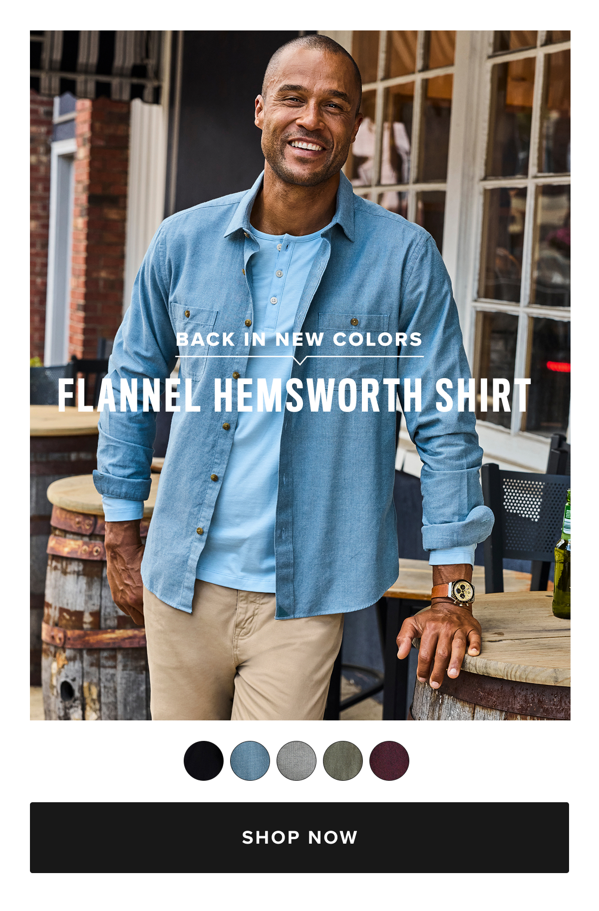 Meet our customer-favorite flannel. The Hemsworth Flannel Shirt, in 100% supersoft cotton with a two-tone herringbone weave, features two chest pockets—a nod to Western style. It's an easy cool-weather shirt that looks great on every guy. Pair it with our Classic Chino Pants for a slightly dressed-up vibe, or throw it over one of our supersoft tees for a cool, casual look at your next get-together.