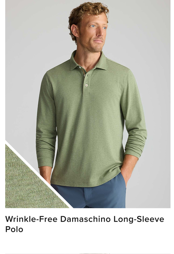 Wrinkle-Free Damaschino Long-Sleeve Polo