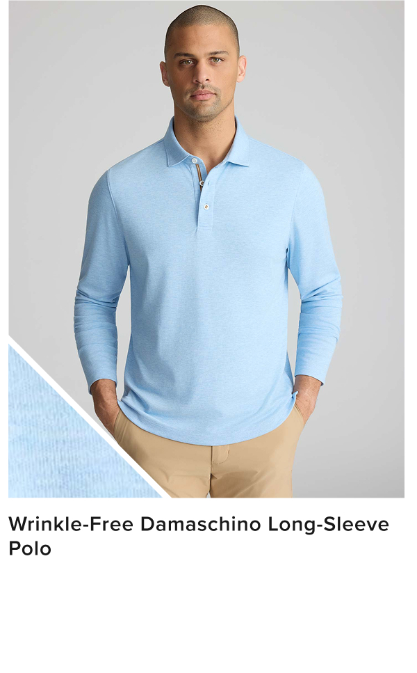 Wrinkle-Free Damaschino Long-Sleeve Polo