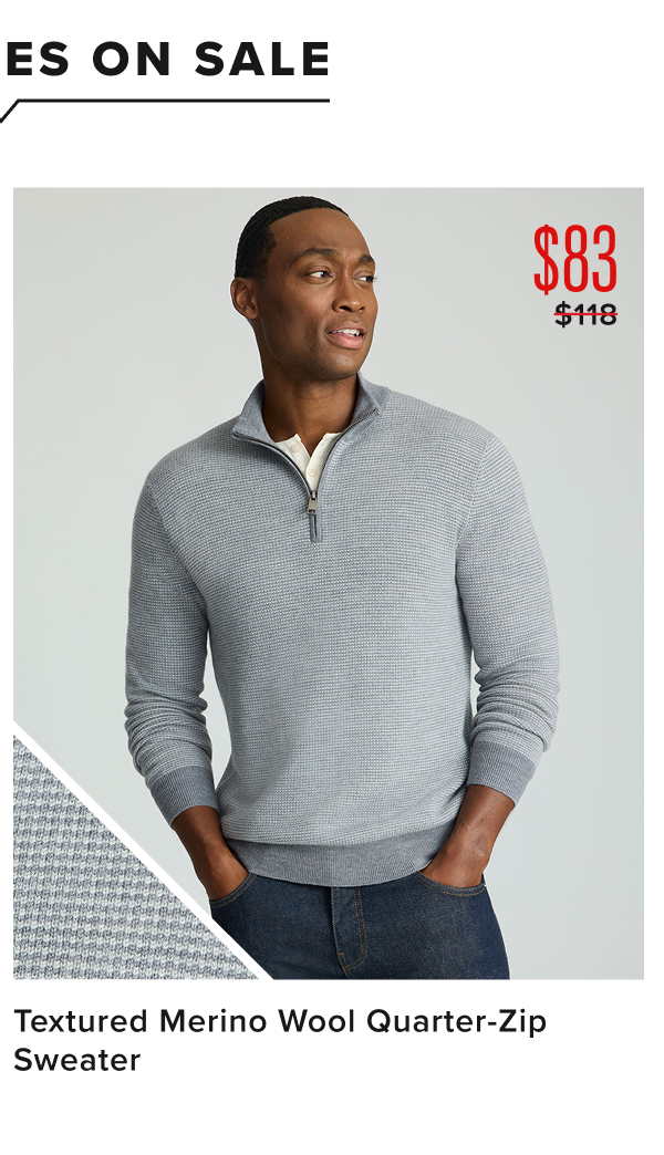 $89 Textured Merino Wool Quarter-Zip Sweater