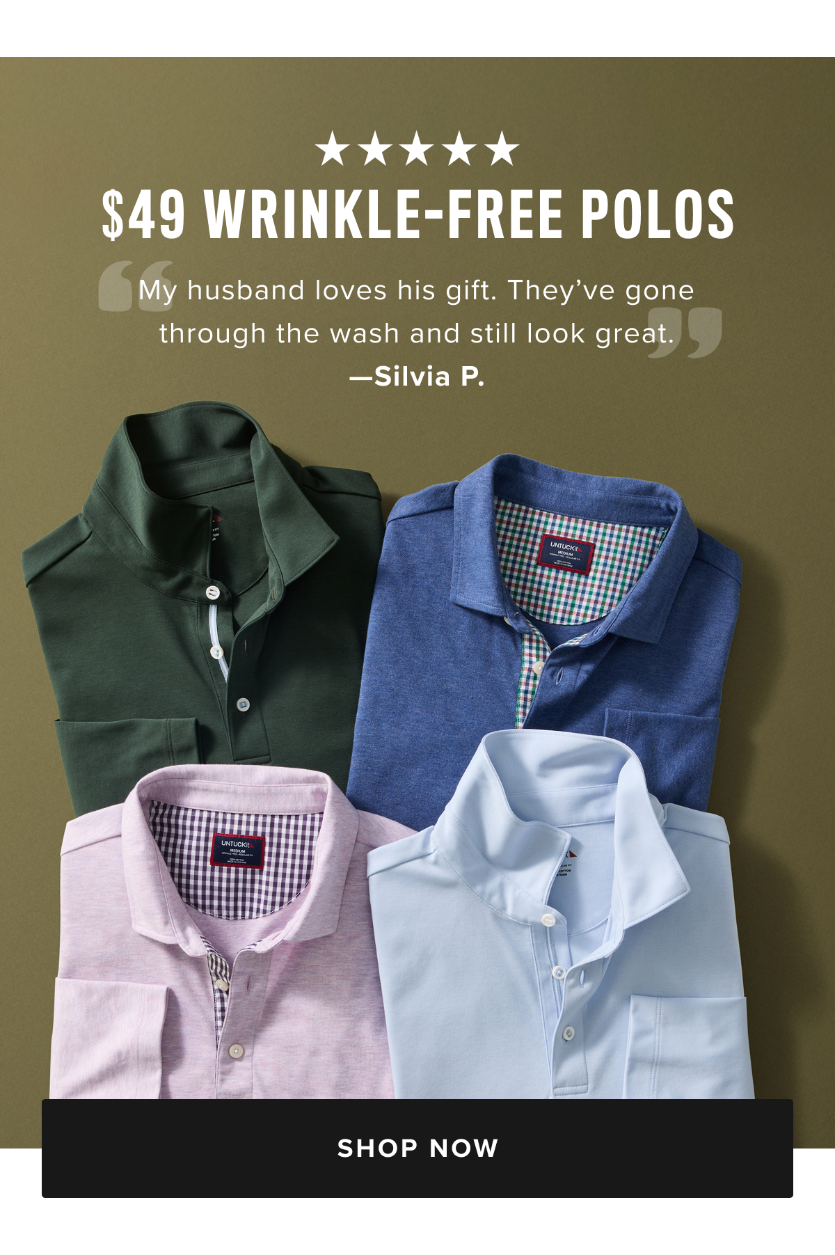 $52 Wrinkle-Free Polos