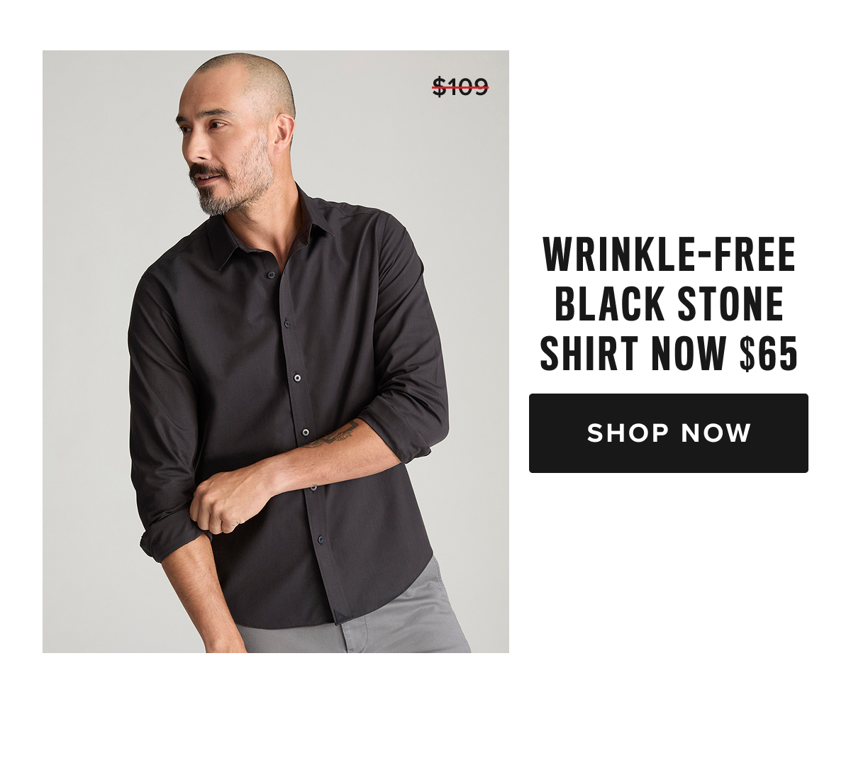 Shop Wrinkle-Free Black Stone Shirt Now $63