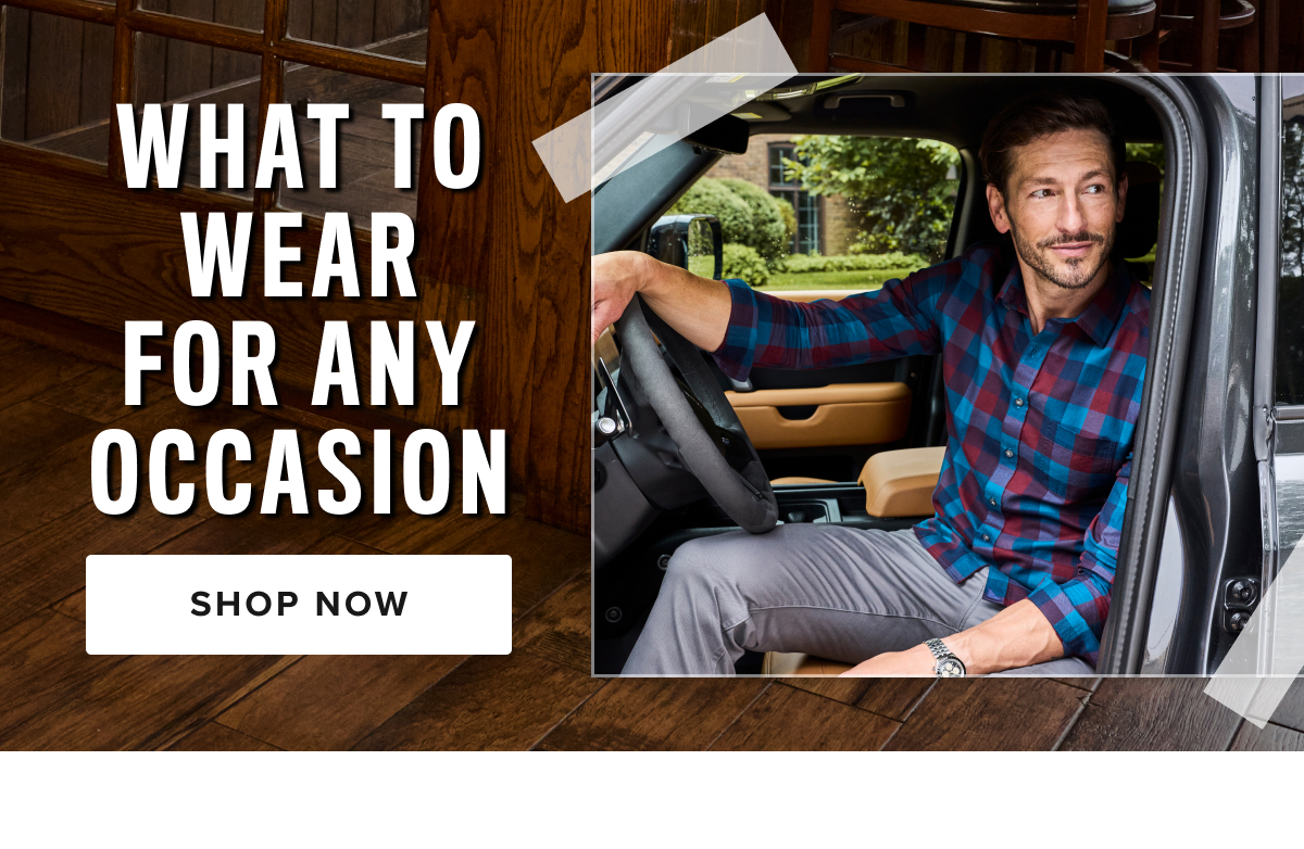 Our occasion collection is designed to elevate your look for every special moment. Whether you're dressing up for big events, heading for a night out, gearing up for a weekend getaway, or dressing for success in the office, we’ve got the perfect styles for you. Whether you're looking for UNTUCKit shirts, flannel shirts, or mens sportcoats, our occasion collection has something to suit every event. Explore our range and find the perfect look for your next celebration or business meeting. Our occasion collection is designed to elevate your look for every special moment. Whether you're dressing up for big events, heading for a night out, gearing up for a weekend getaway, or dressing for success in the office, we’ve got the perfect styles for you. Whether you're looking for UNTUCKit shirts, flannel shirts, or mens sportcoats, our occasion collection has something to suit every event. Explore our range and find the perfect look for your next celebration or business meeting.