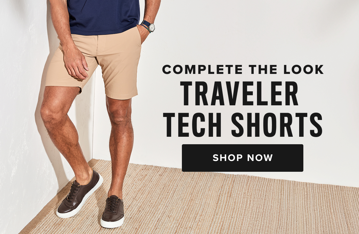 Have an active lifestyle? You need our Traveler Tech Shorts, made with a quick-drying, wrinkle-fighting fabric that can easily keep up with your busy schedule. Rain or shine, the water-repellent finish and two-way stretch will help you look sharp and feel comfortable all day long. Pair them with a Wrinkle-Free Polo at the golf course, on the beach, and everywhere in between. 