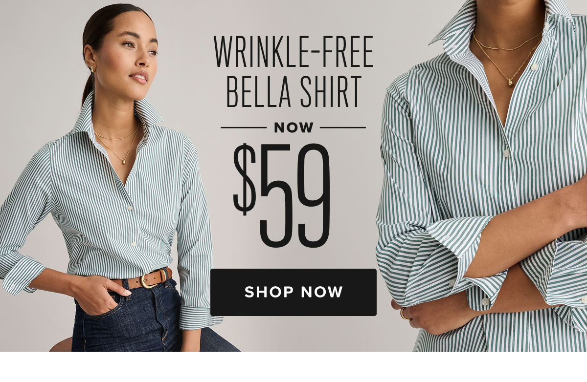 Wrinkle-resistant shirts are stylish essentials for every woman's wardrobe. Our Bella Shirt's stretch cotton fabric adds plenty of comfort, while slimming darts give it a precise fit. In flattering stripes, this style will make for an easy go-to this season—and our Perfect Placement Buttons ensure that your shirt always stays closed, with no awkward gaps.