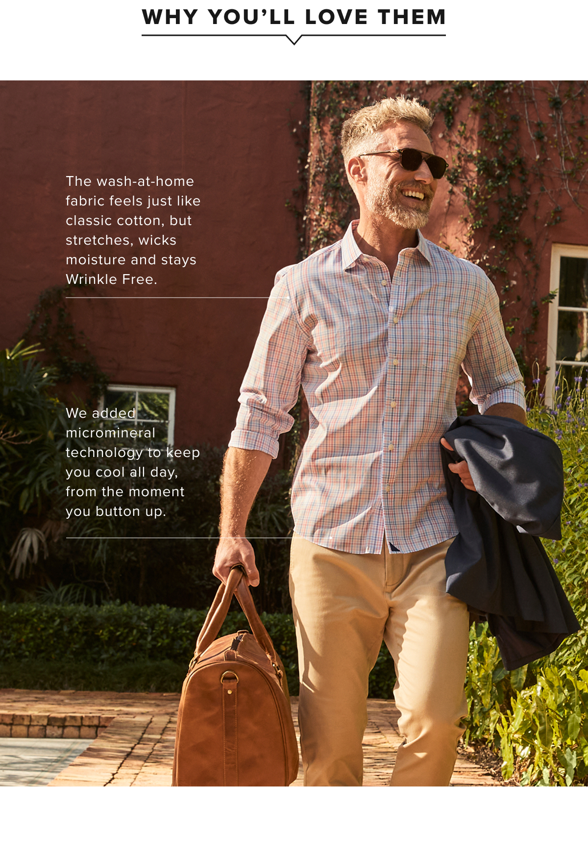 Finally, a shirt that combines the crisp feel of Wrinkle-Free cotton with the power of Performance. It’s the best of both worlds—breathable, stretchy, and sweat-wicking, all while keeping that polished look you love. Even better? It’s machine washable, so you can skip the dry cleaner. We designed this classic check pattern to easily pair with a sharp Italian sport coat or stand out on its own. And to top it off, we infused it with BRRR° micro-mineral cooling technology to keep you comfortable all day long. Now $68