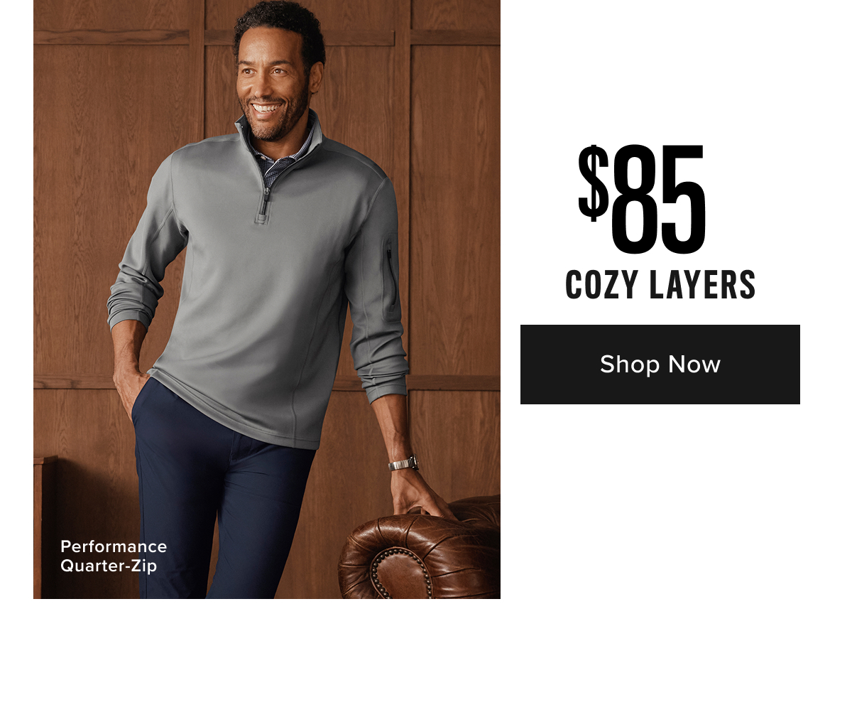 Add some extra warmth and style to your fall look with this sharp shawl collar sweatshirt. This cozy cotton-blend fabric with an irresistible quilted texture is the perfect way to block a brisk autumn breeze without overheating. The relaxed shawl collar gives it an elevated, easy-to-wear look you can dress up or down. Layer it over your favorite untucked button-downs with our go-anywhere Traveler Tech Pants for a polished yet relaxed look this season. Add some extra warmth and style to your fall look with this sharp shawl collar sweatshirt. This cozy cotton-blend fabric with an irresistible quilted texture is the perfect way to block a brisk autumn breeze without overheating. The relaxed shawl collar gives it an elevated, easy-to-wear look you can dress up or down. Layer it over your favorite untucked button-downs with our go-anywhere Traveler Tech Pants for a polished yet relaxed look this season.