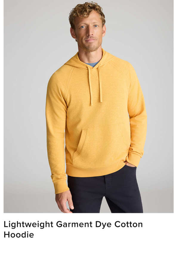 Looking for a cool, casual weekend style that still feels put together? This lightweight, garment-dyed hoodie is the perfect choice when the weather cools down. We crafted it from soft 100% cotton for a comfortable feel you won't want to take off.  The adjustable hood lets you finely adjust your temperature. Layer it over a tee or Henley and pair it with our Classic Chino Pants for a laid-back, effortless look for this season and beyond.