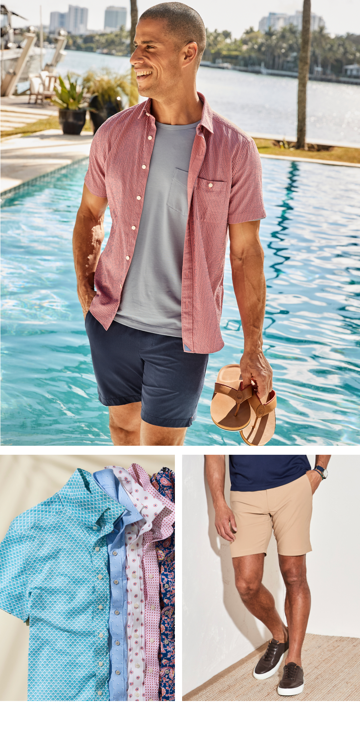 Whether you're off on a weekend adventure or a tropical retreat, our men's linen shirts and casual dress shirts are perfect for those breezy days. Don’t forget the versatile chino pants for men and khaki pants for a laid-back yet refined look. From men's short-sleeve button-downs to classic long-sleeve untucked shirts for men, our getaway collection will have you ready for anything.