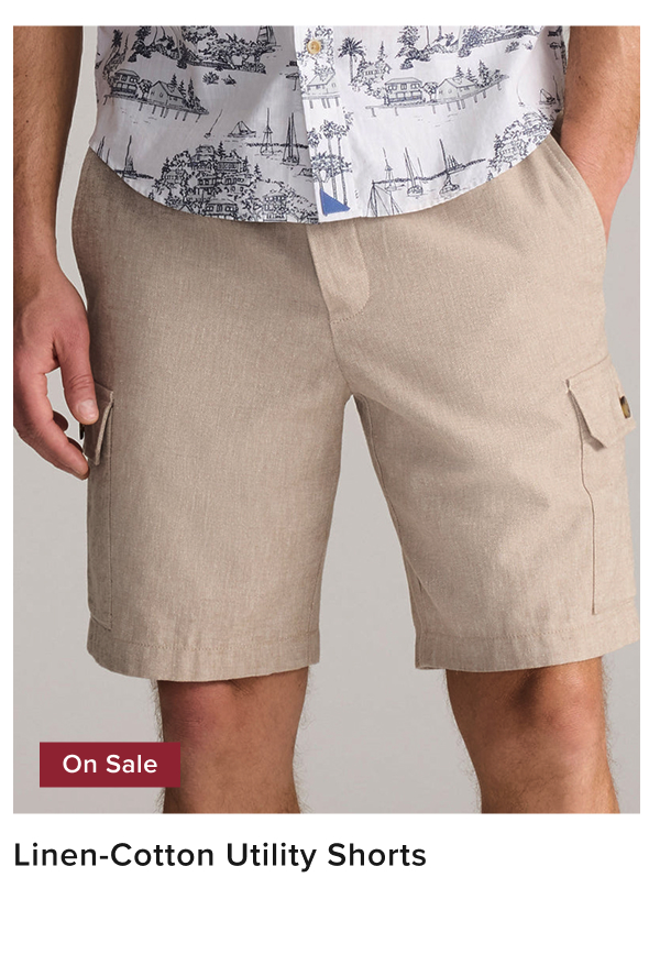 Model is wearing UNTUCKit line-cotton Utility shorts Model is wearing UNTUCKit line-cotton Utility shorts