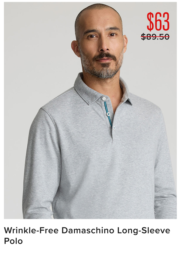 $63 Wrinkle-Free Damaschino Long-Sleeve Polos