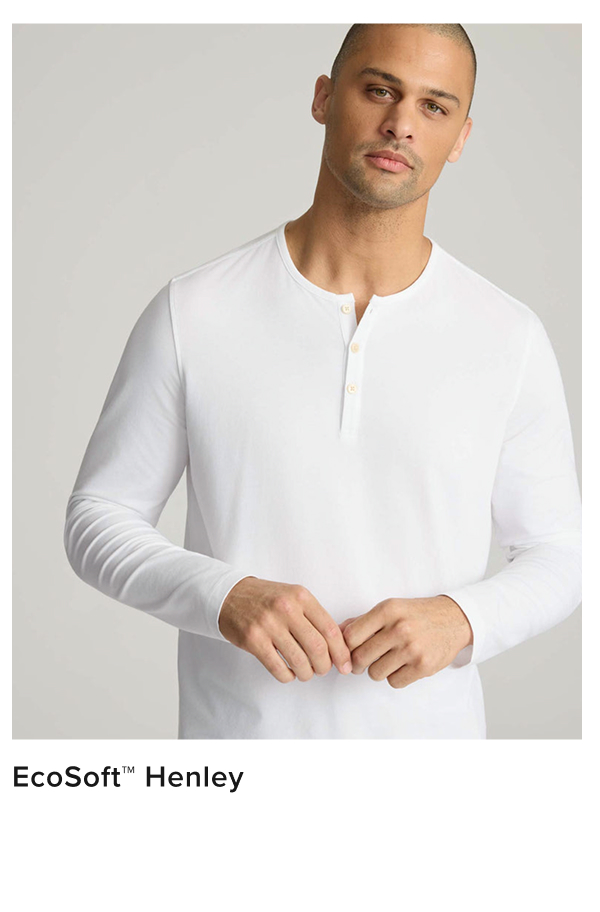Model wearing UNTUCKit Ultrasoft Henley. 
