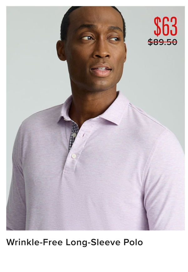 $63 Wrinkle-Free Damaschino Long-Sleeve Polos