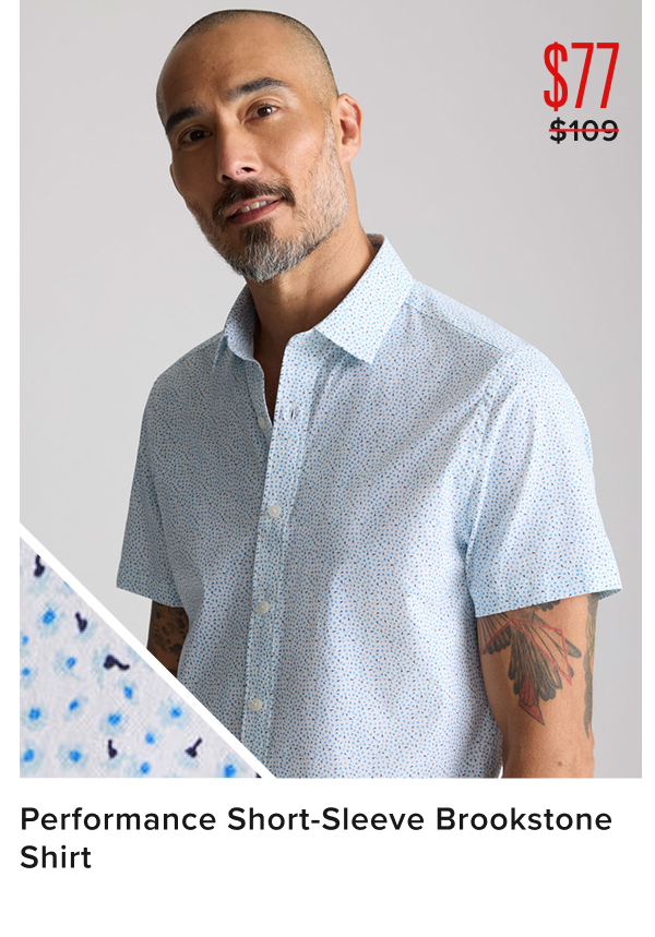 $77 Performance Short-Sleeve Brookstone Shirt